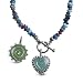 Sterling Silver Multi-Gemstone Beaded Necklace with Reversible Life and Love Charms