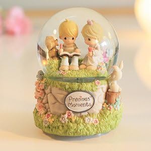 YYHKYB Ice cream floating snowflake crystal ball music box automatically rotates the little rabbit small animal