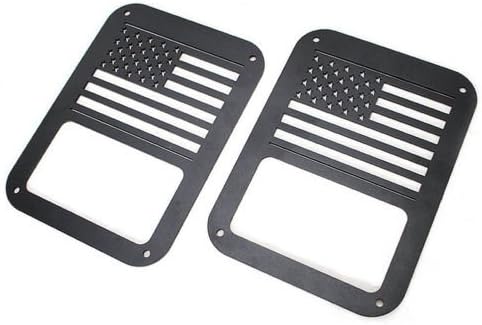 XJM(TM) 2 x Tail lamp Tail light Cover Trim Guards Protector for Jeep Wrangler Sport X Sahara Unlimited Rubicon 2007-2015 (USA Flag)