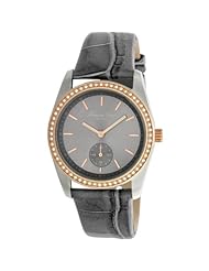 Kenneth Cole New York Womens KC2632 Baby Boyfriend Classic Round Two-Tone Case with Stones on Bezel Watch