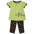 Newborn Girls' Just One Year Short-sleeve Owl Pant Set - Brown/Green