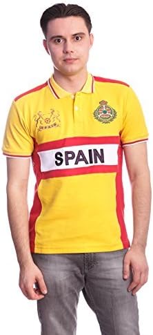 Men Slim Fit Polo Country Shirt- Spain (Large, Yellow)