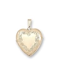 Solid 14K Yellow Gold Heart Four Photo Locket 1 inch x 1 inch Solid 14K Yellow Gold