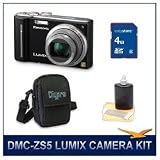 Cheap Panasonic LUMIX DMC-ZS5 ZS5 Black Digital Camera, with 4GB SD Memory Card, Deluxe Carrying Case, & 3pc. Lens Cleaning Kit