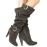 Jojo13 Double Buckle Knee High Boot GRAY