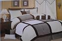7pc square Quality Micro Suede comforter set , Cal King, Grey / Cream / Beige / Black