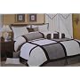 7pc square Quality Micro Suede comforter set , King, Grey / Cream / Beige / Black