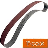 (15 pk) Abrasive Sanding Belts 1" x 42" -60 Grit (A/O)- Used for Iron, Non-Ferrous Metals, Alloy Steel, Stainless Steel, Wood, plastic, with Electric Belt Sander