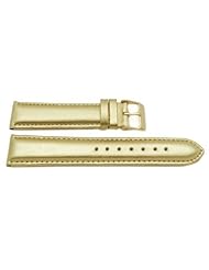 Genuine Leather Gold Metallic Finish 28 Millimeter Watch Strap