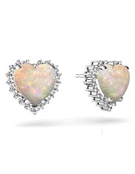 Genuine Opal 14kt White Gold Earrings