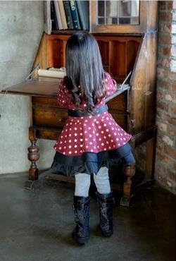 Siabhi Girls Red Polka Dot Coat Dress (12_Dress_2-3 Years)