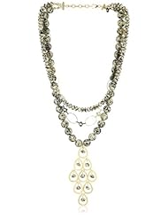 Devon Leigh "Statement Necklaces" Animal Print Jasper Multi-Tier Two-Tone Necklace