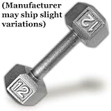 GRAY 12 LBS HEX DUMBBELL ( PAIR ) - B0001S8FHQ