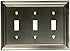 BRAINERD 64174 Architectural Triple Toggle Switch Wall Plate / Switch Plate / Cover satin nickel