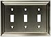 BRAINERD 64174 Architectural Triple Toggle Switch Wall Plate / Switch Plate / Cover satin nickel