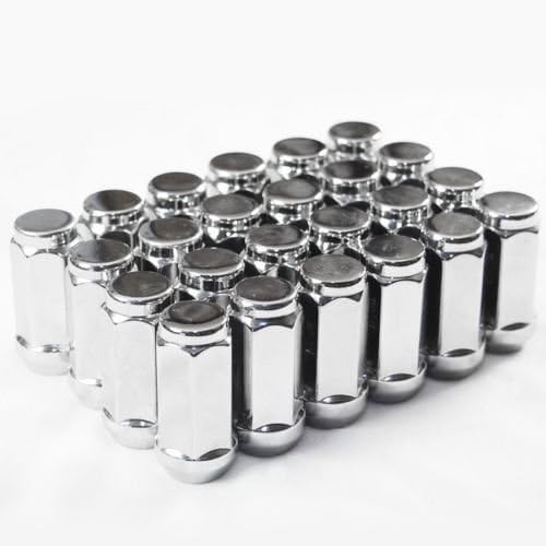 T6 PREMIUM FLAT BULGE ACORN 3/4" HEX CHROME 1.90" LONG LUG NUTS 7/16" THREAD PITCH SET OF 20