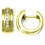 14K Yellow Gold Diamond Hoop Earrings