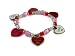 Beaded Conversation Heart Charm Stretch Bracelet for Kids, Hug Me / Love Ya / Be Mine