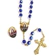 Crystal Rosary - Our Lady of Charity - 7mm Crystal Beads - 21in. Chain - Center Piece with Matching Lapel Pin - Gift Box Included - IMPORTED FROM ITALY