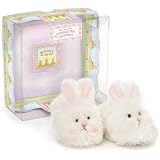 Bunnies by the Bay Cuddle Toe Slippers, White, 3-6 Months