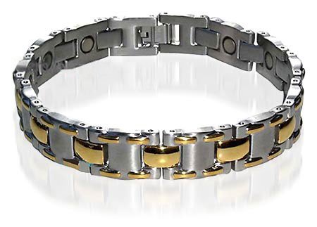 Mens Titanium 2 Tone Magnetic Power Golf Bracelet 8.5 