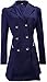 jntworld Fashion Slim Double Button Long Sleeve Trench Coat Outerwear (Bust 88cm tag Small, Blue)