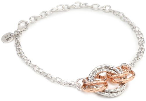 Argento Vivo Sparkle Eternity Silver & Rose Gold Multi Ring Bracelet