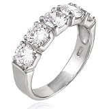 Sterling Silver Cubic Zirconia Engagement Ring - size 5