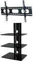 PACKAGE DEAL! Three GLASS SHELVES Wall Mount for Audio Video  Components-all BLACK + Universal TILT Bracket for ALL TV Brands 37 40 42  46 47 50 52 54 55 58 60 inch Flat Panel-HD Ready Screen