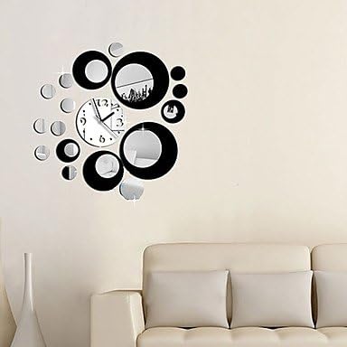 Lanmei Hot Sale Fashion Removable Clock Mirror Style DIY Art Wall Stickers Decal Mural for Home Decor (Two Colors Options)