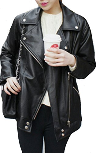 秋冬物 レディース レザー 長袖 ヤング ミディアム ライダース ジッパー ジャケット ブラック スリム カジュアル アウター 羽織 ブルゾン オリジナルアクセサリー付属 EVM0323