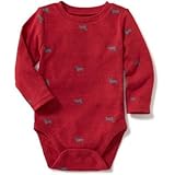 オールドネイビー OLD NAVY/ パターン ボディスーツ レッド ドッグ ロンパース長袖 3～6ヶ月【並行輸入】