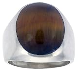 Gent's Sterling Silver Large Oval Tiger Eye Ring
