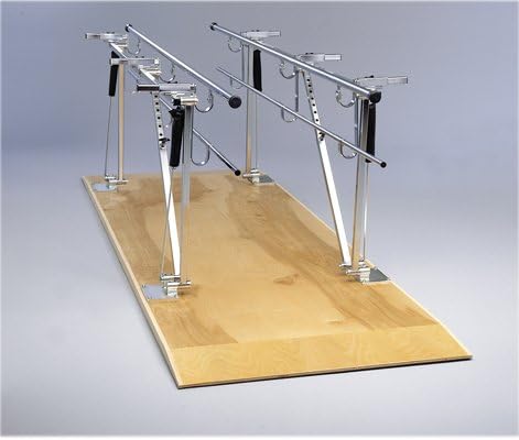 Parallel Bars, wood platform mounted, height and width adjustable, 12 floor long