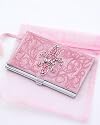 Fleur De Lis Business Card Holder Case Made with Pink Swarovski Crystals