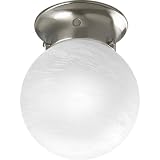 Progress Lighting P3401-09 Ceiling Fixture with White Glass Globe, Brushed Nickel 414f19iHdTL. SL160 WAC Lighting HR LED85 BN Led Round Button Light, Brushed Nickel Finish