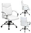 Office Star 7271 Deluxe Mid Back Executive Leather Chair with Chrome Base and Padded Chrome Arms