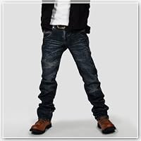 ワインレッドステッチストレートデニムパンツ 新品 ジーンズ　ヴィンテージ ビンテージ メンズ 加工 ウォッシュ ブリーチ ダメージ [19-a860]