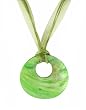 Necklace - N235 - Large Round Shell (2-1/2") hung on 5-Strand Organza Cord ~ Lime