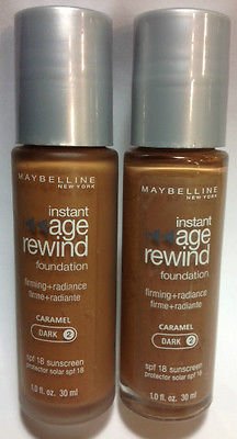 (Pack of 2) Maybelline Instant Age Rewind Foundation Caramel (Dark-2) Silver Color Cap.