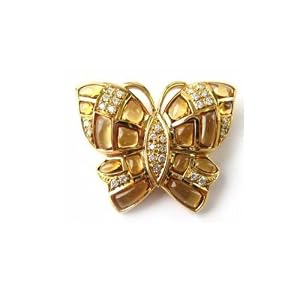 Animal Collection Citrine and Diamond Butterfly 18KYG Pin by