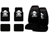 414fByyF%2BAL. SL160  A Set of 4 Universal Fit Skull White Plush Carpet Floor Mats and A Set of 2 Universal Fit Seat Covers
