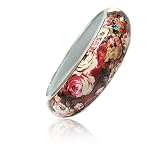 Pink Flower Picture Metal Round Bangle Bracelet Fashion Jewelry