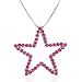Sterling Silver Created Ruby Star Pendant with 18 Chain