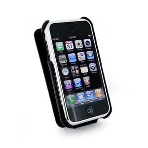 Tuff-Luv Leather case cover for (Apple iPhone 4G / 4) - Flip style - Black