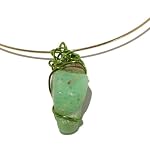 Chrysoprase Necklace 04 Choker Green Stone Crystal Healing Gem Wire Wrap Gold Rock 17