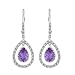 14K White Gold 1/5 ct. Diamond and 1 1/3 ct. Teardrop Shaped Amethyst Drop Earrings