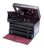 Large sized black leather jewelery case (with small travel insert) by Wolf Designs