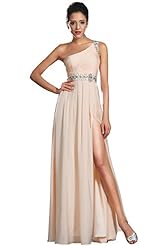 Chiffon  One Shoulder Floor Length Evening Dress/Mother-of-the-Bride Dress  With Rhinestones