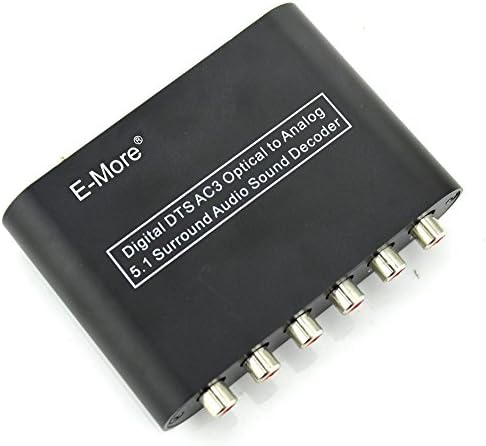 E-More® High Ouality Digital AC3 DTS Optical SPDIF/Coaxial Dolby Audio to Analog 5.1 Channel Surround Audio Sound Decoder